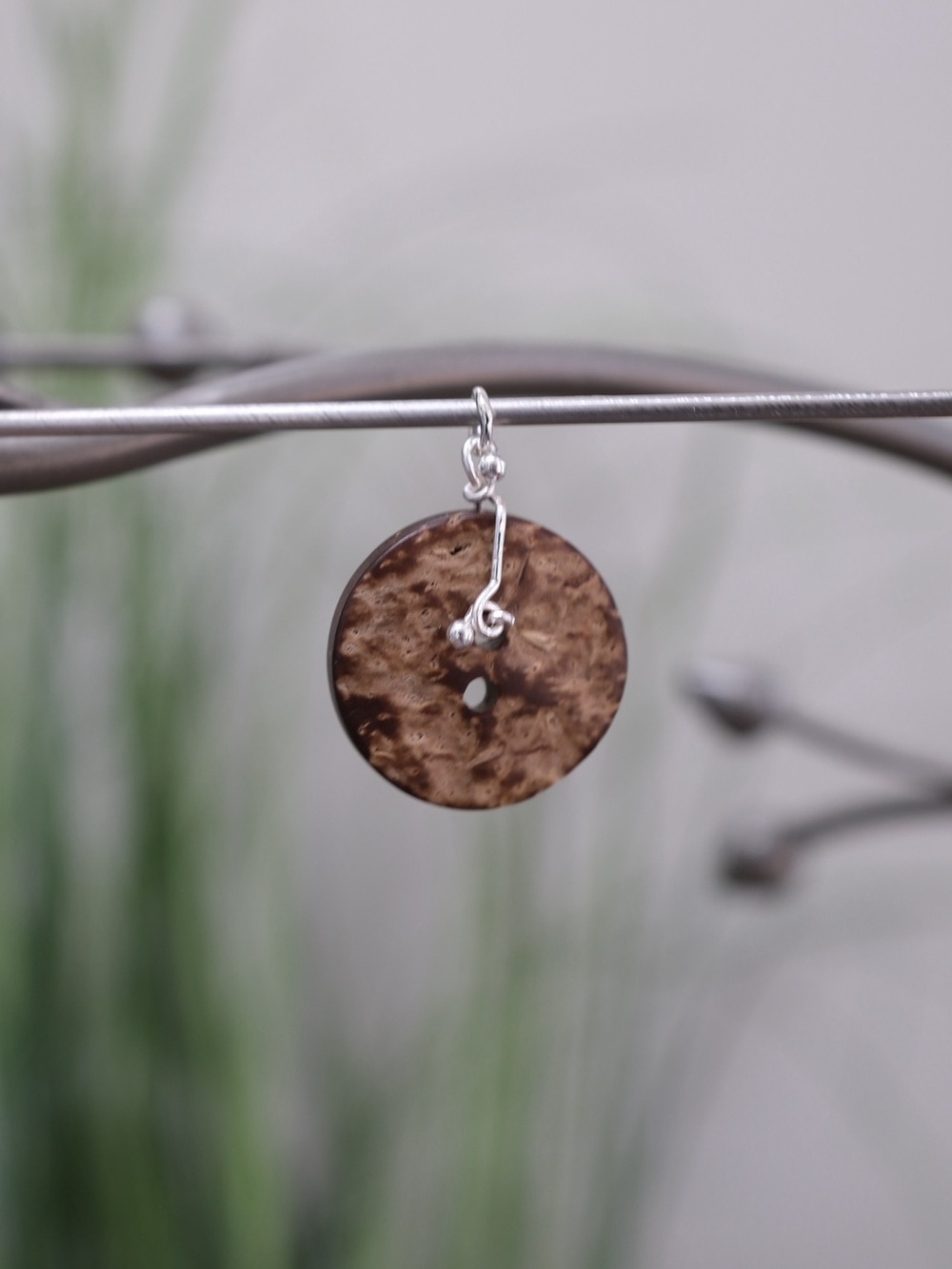 Handmade Coconut Shell Style Button Pendant Charm